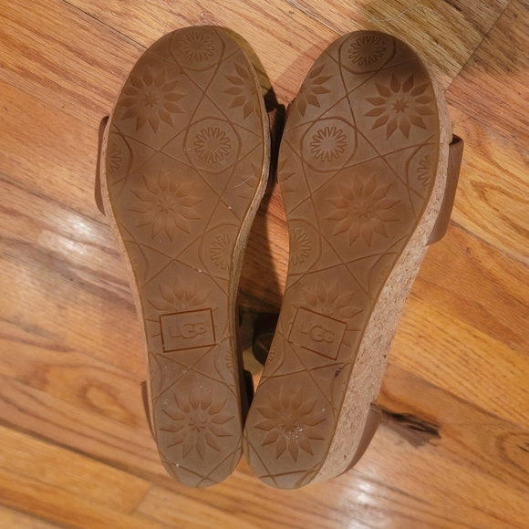 Ugg Zoe II Cork Wedge Leather Chestnut Sandals size 6.5 - Picture 11 of 11